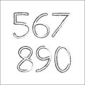 Hand drawn numbers isolated on white background. Vector illustration. Royalty Free Stock Photo